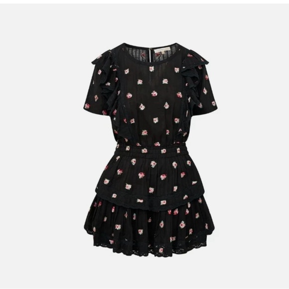 LoveShackFancy Dresses & Skirts - LoveShackFancy Black Dress with Pink Floral Accents